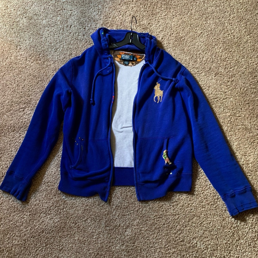 RL BIG PONY FULL ZIP HOODIE - NICE SHADE OF BLUE